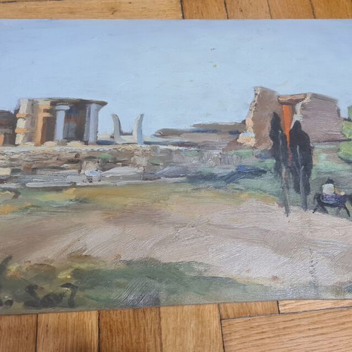 Nikolaos Santorinaios Oil Painting 51×30 on Wood New