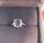 White Gold Solitaire Ring with Green Amethyst and Diamonds, New