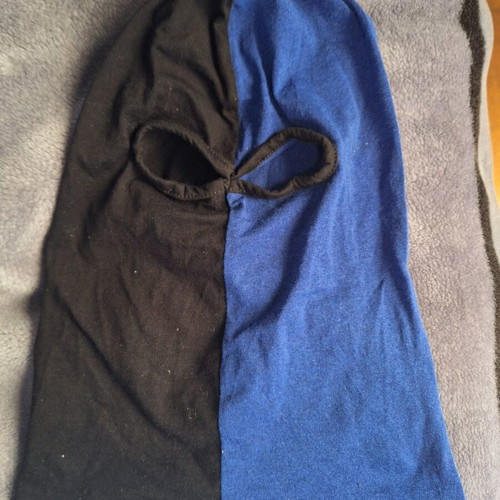 Full face balaclava new, abo, black and blue, sizes M and L