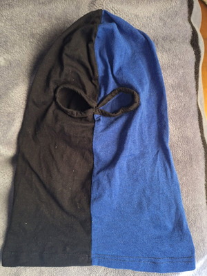 Full face balaclava new, abo, black and blue, sizes M and L