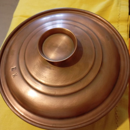 Vintage copper pot with lid like new, traditional with initials
