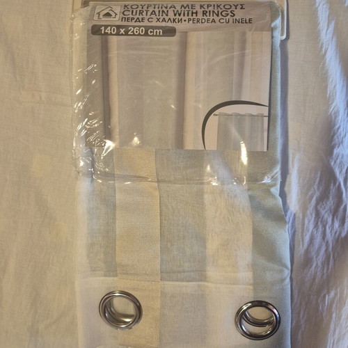 Striped curtain with rings