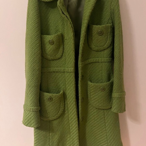 Mango women's coat used, 70s vintage style, green