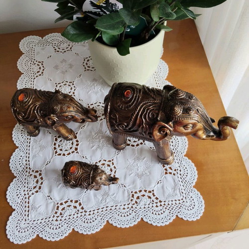 Decorative embossed elephant figurines like new, handmade
