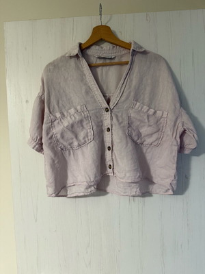 Cropped Πουκάμισο Zara Like New, Ροζ, Μέγεθος S