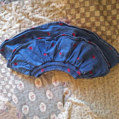 Baby denim skirt with embroidered ladybug design, like new