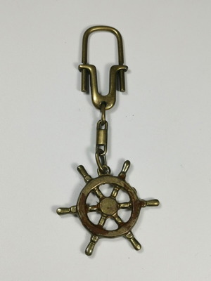 Bronze nautical ship steering wheel keychain used