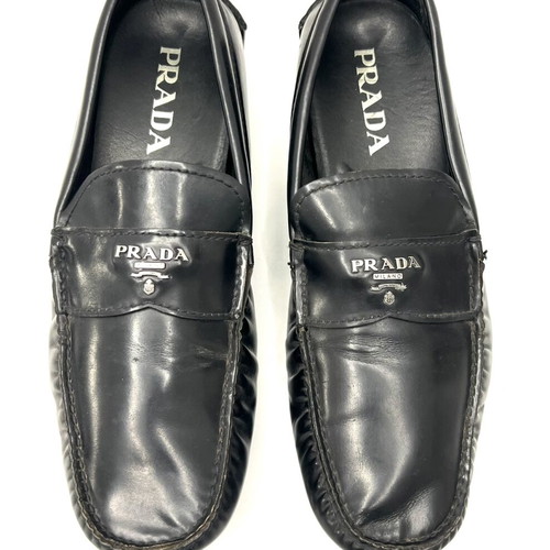Prada black leather moccasins used, large fit