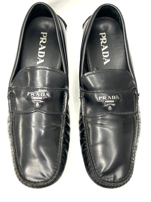 Prada black leather moccasins used, large fit