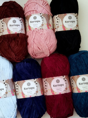 Kartopu Elegance velvet yarn set, 7 colors, new