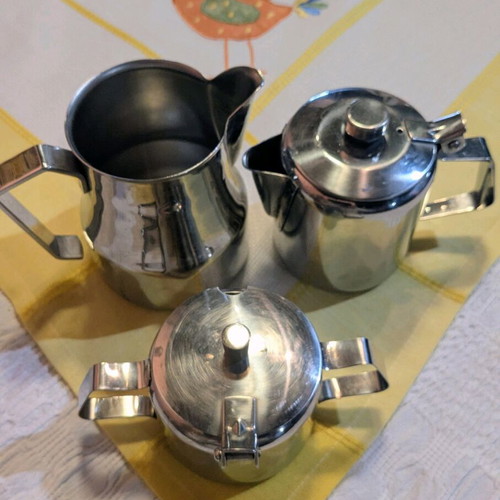 Inox set galatiera, zahariera, tsagiera like new, 3 pieces