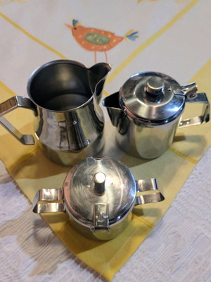 Inox set galatiera, zahariera, tsagiera like new, 3 pieces