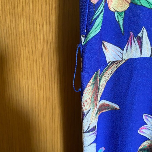 Zic Zac dress long sleeveless with buttons and belt used, blue floral, small