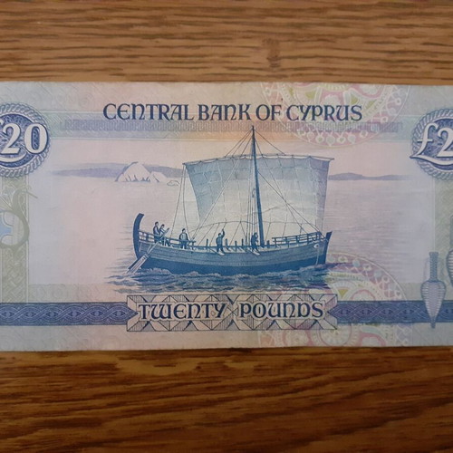 Cyprus 20 Lira 1993 banknote used, rare collectible