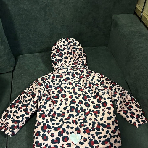 Waterproof snow jacket 86/92 cm like new, pink with pattern