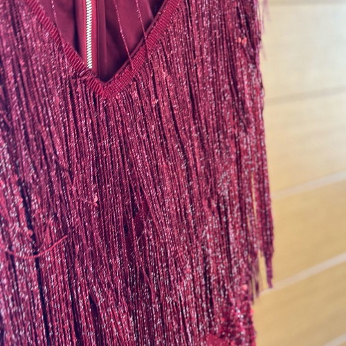 Bordeaux dress like new, shiny with sequins, size S