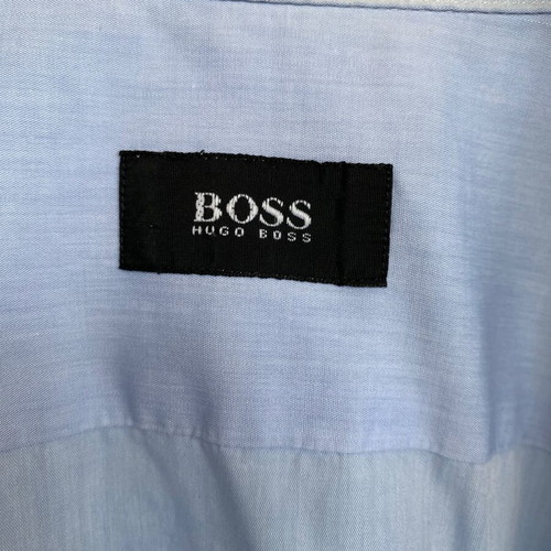 Hugo Boss blue men's short-sleeve shirt like new, cotton