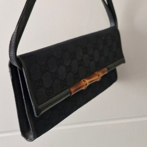 Gucci GG Bamboo Bar bag, vintage black canvas crossbody