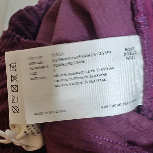 Women's Corduroy Pants used, size S, burgundy/purple