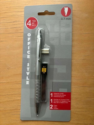Office Style Set with Mechanical Pencil, Leads 0.7 mm and Erasers, New