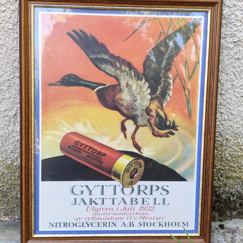 Vintage poster used, Nitroglycerin A:B Stockholm hunting chart from 1932