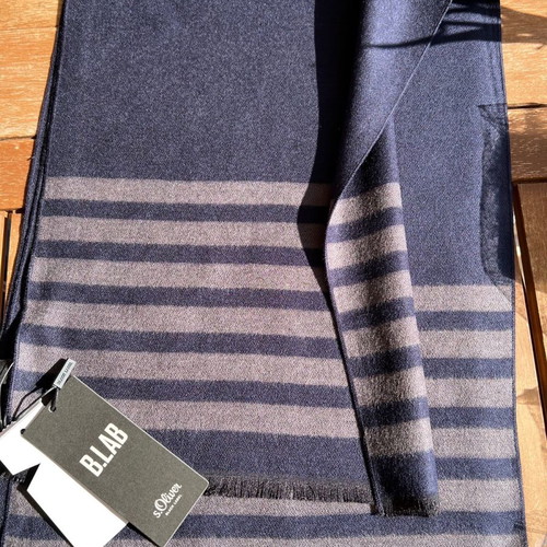 S.Oliver scarf new dark blue with brown stripes unisex