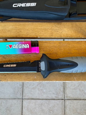 Cressi Finisher μαχαίρι κατάδυσης σαν καινούργιο, διπλής κόψης, από ανθεκτικό ατσάλι