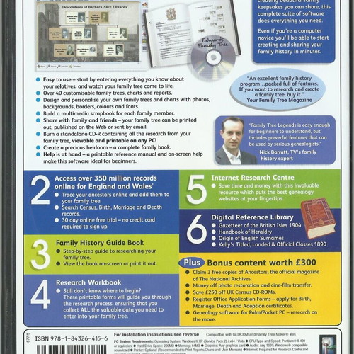 Family Tree Genealogy Suite PC CD-Rom software like new