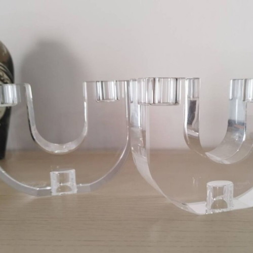 Holfeuer Crystal Design candle holders set of 2, new
