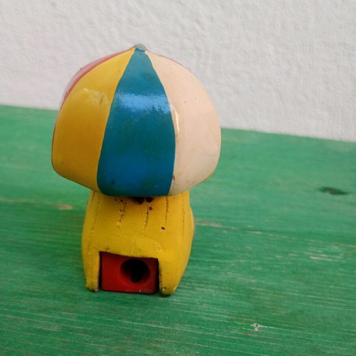 Vintage wooden pencil sharpener used 70s - 80s with slight discoloration