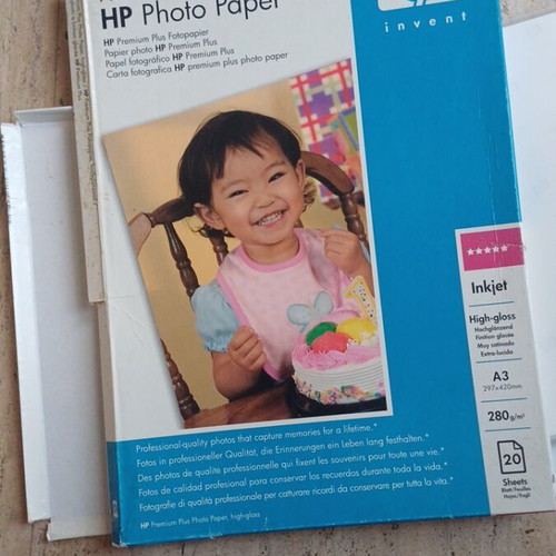 HP Photo Paper used, pack of 20 sheets A3 for Inkjet printers