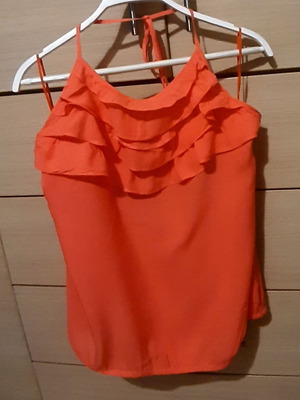 Zara Coral Ruffled Off-Shoulder Top XL like new