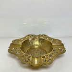 Vintage handmade brass ashtray with floral engravings