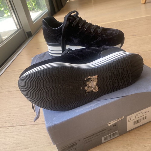 Hogan Maxi 222 velvet platform sneakers, black, size 38