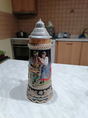 German musical porcelain beer glass large new