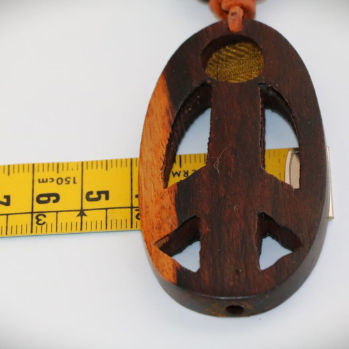 Necklace pendant wooden peace pipe teak wood new with leather cord