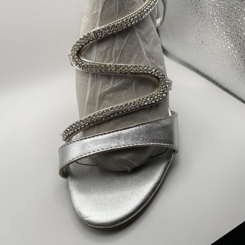 Elite women's silver sandals size 39 with rhinestones used
