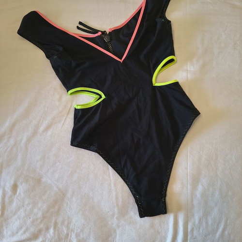 Zara swimsuit small-medium 38 like new, black with fluorescent details