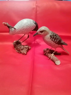 Wooden handmade birds like new, decorative