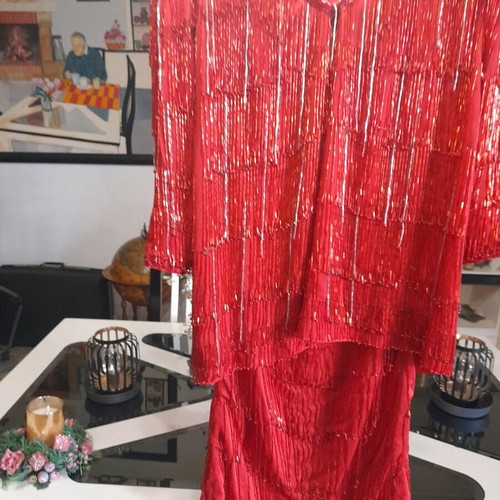 Long embroidered track dresses like new by Petros from 1980s-90s