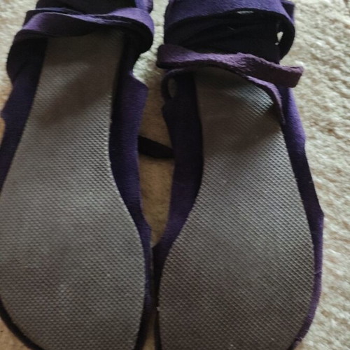 Summer sandals used, purple, gladiator tie, size 38, leather