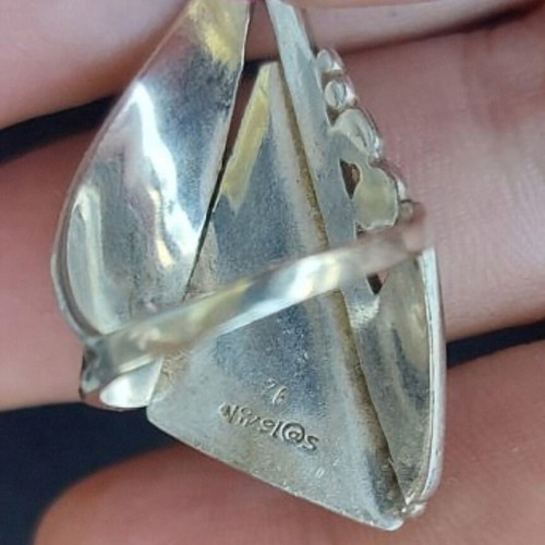 Silver ring 925 with natural abalone shell, used