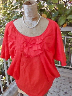 Sonia Rykiel blouse top like new, red-orange, size small-medium
