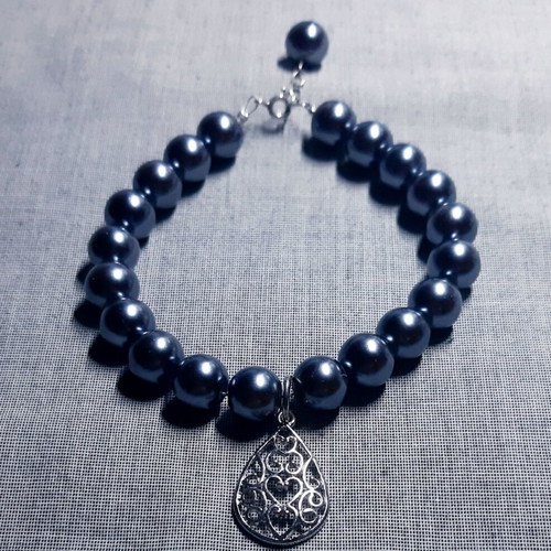 Etna bracelet with natural hematite and 925 silver, handmade