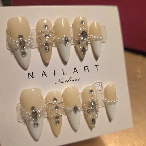 Luxury press on nails handmade double layered acrylic embellished