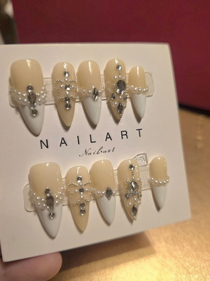 Luxury press on nails χειροποίητα διπλής στρώσης ακρυλικά διακοσμημένα