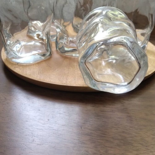 Aisberg Glasses set of six like new with bamboo serving tray