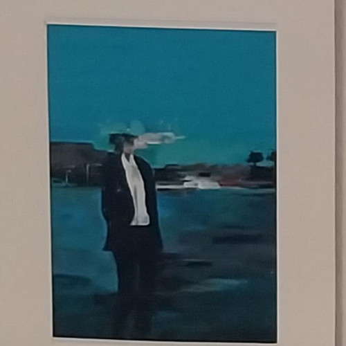 Untitled acrylic painting on cardboard 30x40cm with frame