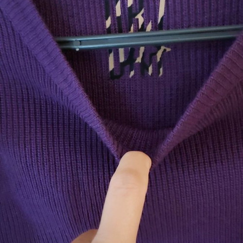 Doretta purple pullover with ruffles new
