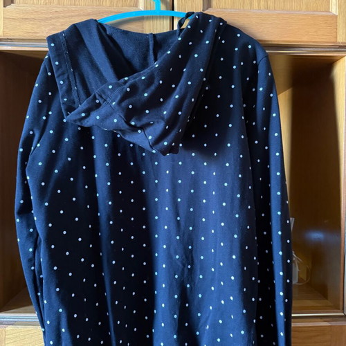 Polka Dot Jacket with Hood and Pockets new, black and white